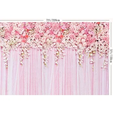 Muzi 7x5ft Pink Floral Backdrop for Events and Photography