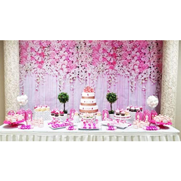 Muzi 7x5ft Pink Floral Backdrop for Events and Photography