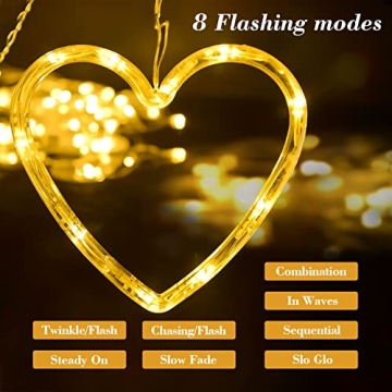 LOLStar Valentine's Day Heart-Shaped LED Curtain Lights for Decor
