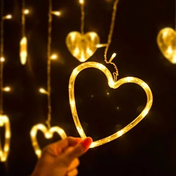 LOLStar Valentine's Day Heart-Shaped LED Curtain Lights for Decor