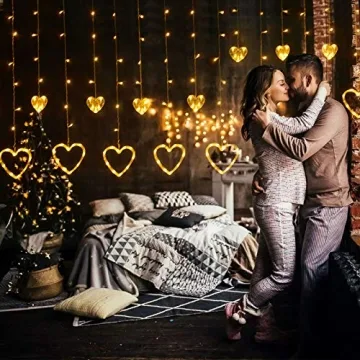 LOLStar Valentine's Day Heart-Shaped LED Curtain Lights for Decor