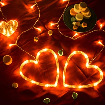 LOLStar Valentine's Day Heart-Shaped LED Curtain Lights for Decor