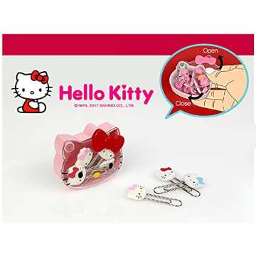 [5-in-1] Hello Kitty Cute 5pcs Paper Clip Set w/Cute Pink Hello Kitty Face Carrying Case