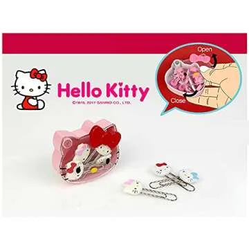 [5-in-1] Hello Kitty Cute 5pcs Paper Clip Set w/Cute Pink Hello Kitty Face Carrying Case