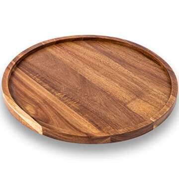 11.5 Inches Candle Holder Tray Home Decor, Round Wood Tray for Coffee Table, Small Wooden Serving Tr...