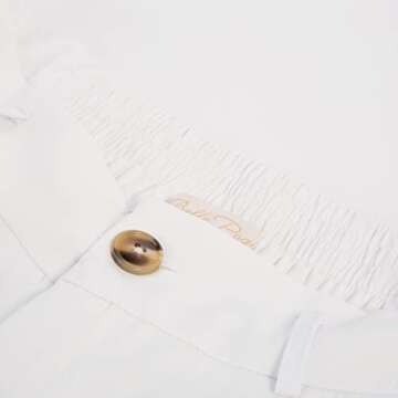 Ladies High Waisted Wide Leg Shorts Summer Linen Shorts Bermuda Shorts (White,L)