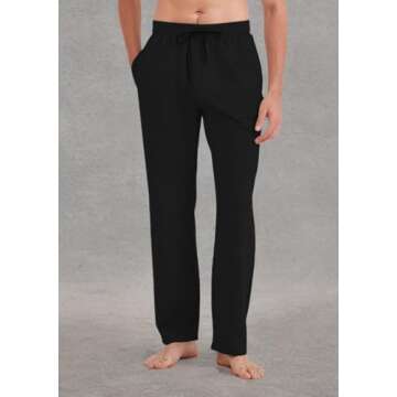 Idtswch 36 Inseam Mens Tall Sweatpants Open Bottom Joggers Casual Loose Fit Athletic Yoga Pants with Pockets Black