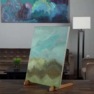 Creative Mark The Original Overby Tabletop Painting Easel, Portable Compact Easy Carry, Hold & Display Stretched Canvas Stable, 12" Inches, Natural Wood