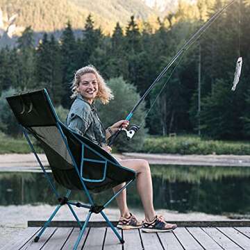 G4Free Folding Camping Chair, High Back Lightweight Camp Chair with Removable Pillow, Side Pocket & Carry Bag, Compact & Heavy Duty 300lbs for Outdoor, Picnic, Festival, Hiking, Backpacking (Blue)
