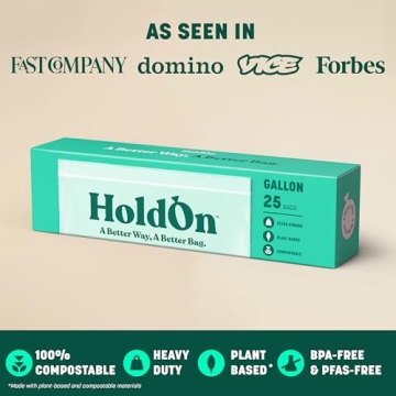 Compostable Zipseal Gallon Bags - 50 Pack BPA-Free