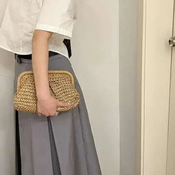 Kseymeir Straw Clutch Purse - Summer Shoulder Beach Tote