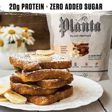 Ambrosia Planta - Premium Organic Plant-Based Protein | Vegan & Keto Friendly | Gourmet Flavors with No Bloating or Stomach Upset | Gluten & Soy Free | No Added Sugar | 25 Servings | Banana Maple