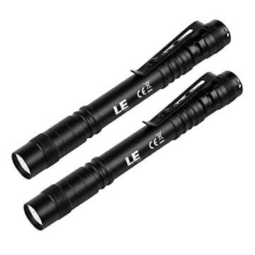 LE LED Pen Flashlights, Lightweight, Mini, Waterproof Pocket Flashlight with Clip, 2 Pack Small Flas...