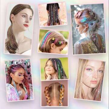 Hair Tinsel Kit (48 Inch, 12 Colors, 3600 Strands) - Glitter Hair Tinsel Extensions with Tools for G...