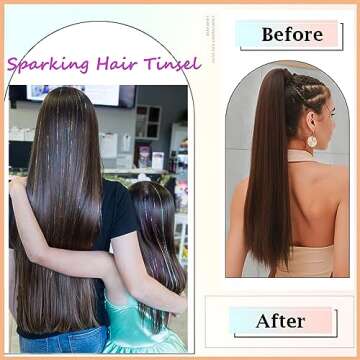 Stunning Hair Tinsel Kit - 12 Colors, 3600 Strands Included