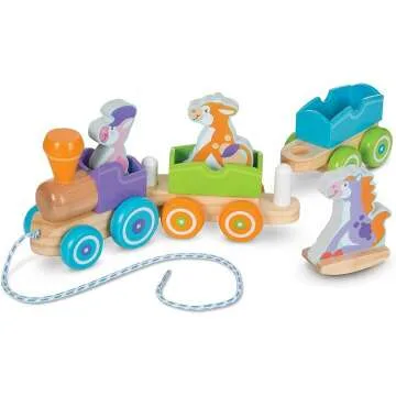 Melissa & Doug Pull Train with Rocking Farm Animals