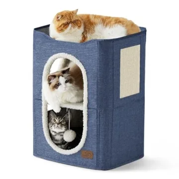 Bedsure 2-Level Cat House - Cozy Cat Tower with Scratch Pad
