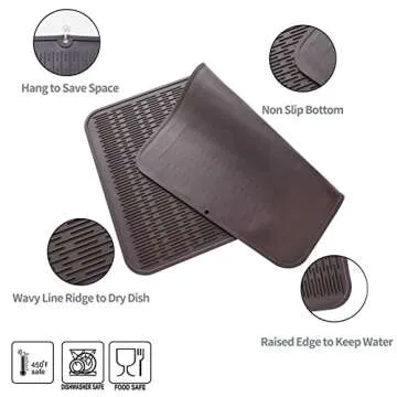 MicoYang Silicone Dish Drying Mat - Eco-friendly, Heat-resistant