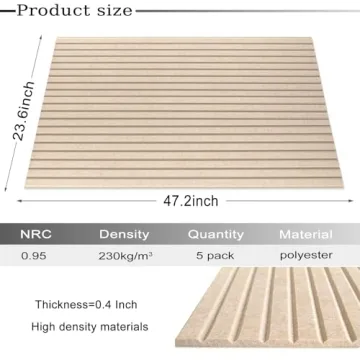 JVJVJ 5 Pack Acoustic Panels Sound Proof Felt Panels Deep Camel