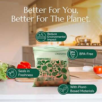 Cleanomic Compostable Quart Storage Bags - 25 Eco Zip