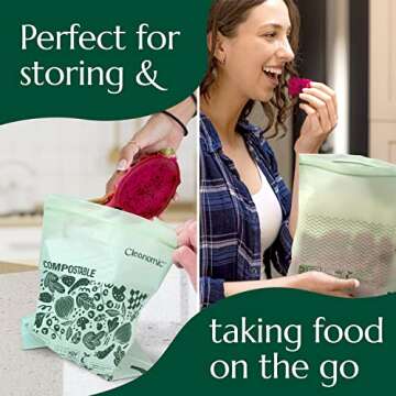 Cleanomic Compostable Quart Storage Bags - 25 Eco Zip