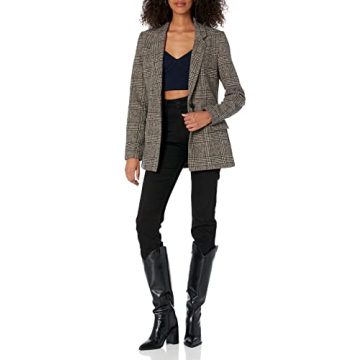 The Drop Women's Blake Long Blazer, Plaid, Small