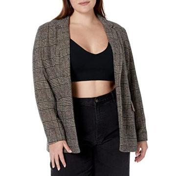 The Drop Women's Blake Long Blazer, Plaid, Small