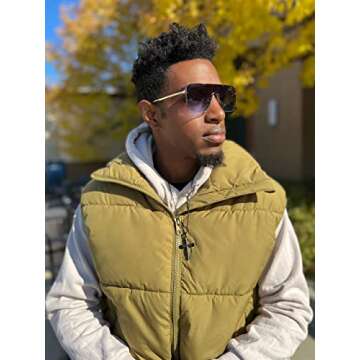 FEISEDY Siamese Flat Top Square Sunglasses One Piece Semi-Rimless Metal Frame Women Men Stylish B9009