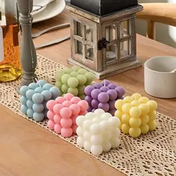 Konrisa Cube Candle Molds - 6-Cavity 3D Bubble Shapes for Baking and Soap