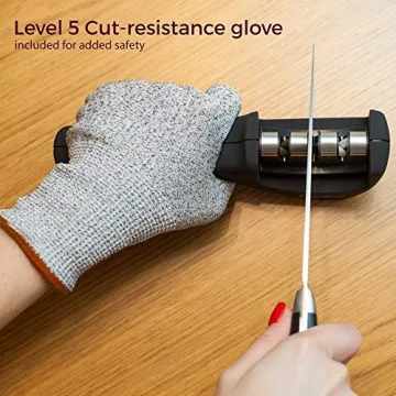 4-in-1 Knife Sharpener and Cut-Resistant Glove Set