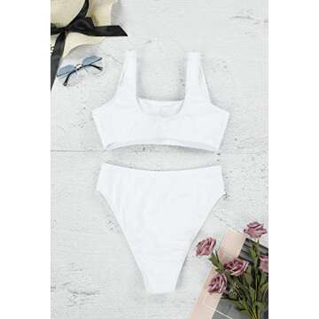 Stylish Selowin Women's High Waist Bikini Set White