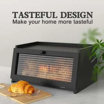 LOHASOK Stylish Wooden Bread Box for Kitchen Countertops