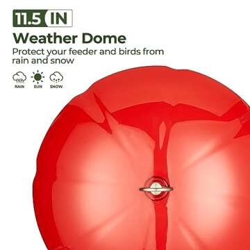 Kingsyard Red Plastic Weather Dome for Bird Feeders