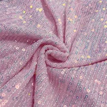 Feditch Women's Sexy Sequin Glitter Spaghetti Strap Sleeveless Bodycon Mini Club Dress Pink Small