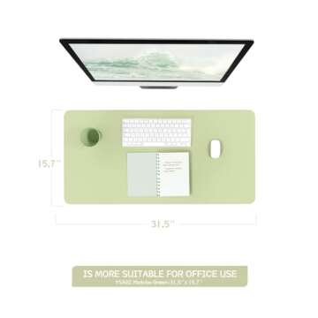 Non-Slip Leather Desk Mat, Desk Mouse Pad, Waterproof PVC Leather Desk Table Protector, Large Desk B...