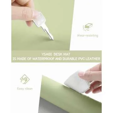 Non-Slip Leather Desk Mat, Desk Mouse Pad, Waterproof PVC Leather Desk Table Protector, Large Desk Blotter, Easy Clean Laptop Desk Writing Mat for Office/Work/Home/Decor(Matcha Green, 31.5" x 15.7")