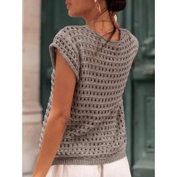 Saodimallsu Womens Tie Crochet Shrug Short Sleeve Open Front Lightweight Knit Cropped Cardigan Sweaters Cover Up Khaki