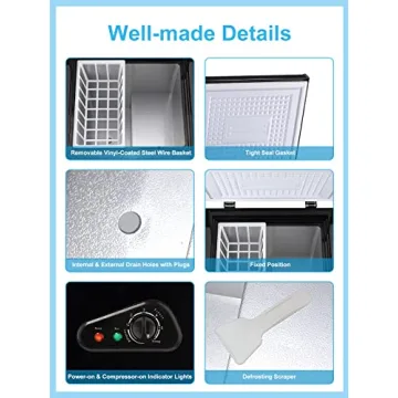 Compact 3.5 Cu.Ft Mini Chest Freezer with 7 Gears