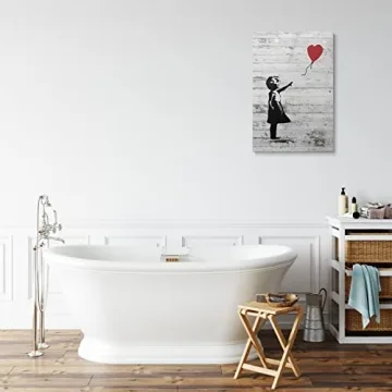 Banksy Canvas Wall Art - Girl With Red Balloon, Ready to Hang