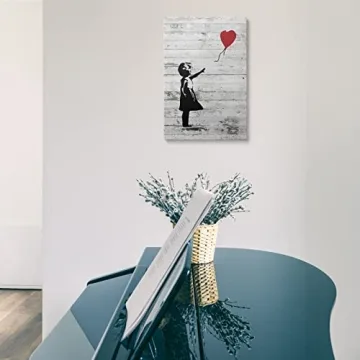 Banksy Canvas Wall Art - Girl With Red Balloon, Ready to Hang