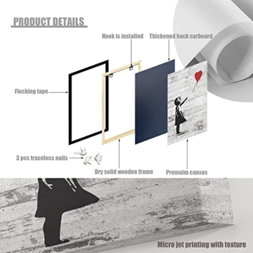 Banksy Canvas Wall Art - Girl With Red Balloon, Ready to Hang