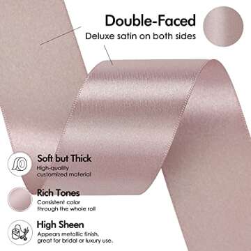 MEEDEE Dusty Rose Satin Double Sided Ribbon 1.5 Inch 50 Yards