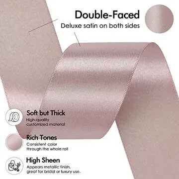 MEEDEE Dusty Rose Satin Double Sided Ribbon 1.5 Inch 50 Yards