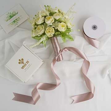 MEEDEE Dusty Rose Satin Double Sided Ribbon 1.5 Inch 50 Yards