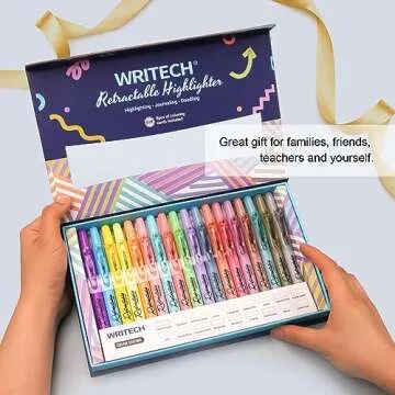 WRITECH Retractable Highlighters in 18 Colors with Case
