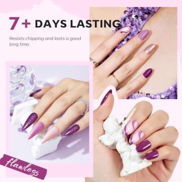 modelones Nail Polish Set 6 Colors, Purple Glitter Pink Shimmer Sparkle Mini Nail Lacquer Kit, Infin...