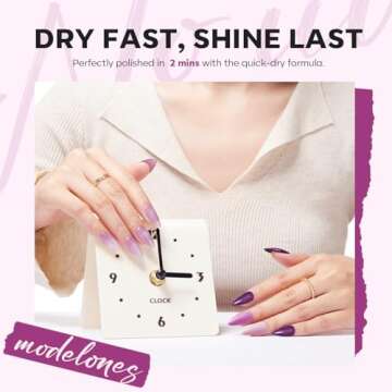 modelones Nail Polish Set 6 Colors, Purple Glitter Pink Shimmer Sparkle Mini Nail Lacquer Kit, Infinite Shine Quick Dry Long Lasting Nail Art DIY Home Salon Manicure Gift for Women Girls