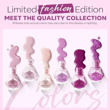 modelones Nail Polish Set 6 Colors, Purple Glitter Pink Shimmer Sparkle Mini Nail Lacquer Kit, Infinite Shine Quick Dry Long Lasting Nail Art DIY Home Salon Manicure Gift for Women Girls