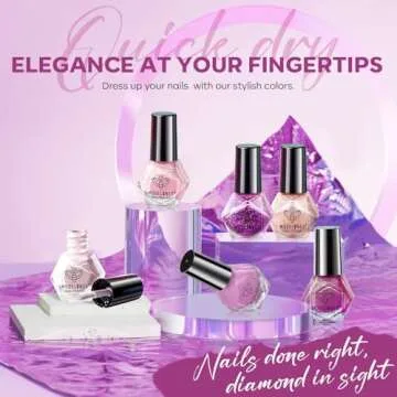 modelones Nail Polish Set 6 Colors, Purple Glitter Pink Shimmer Sparkle Mini Nail Lacquer Kit, Infinite Shine Quick Dry Long Lasting Nail Art DIY Home Salon Manicure Gift for Women Girls