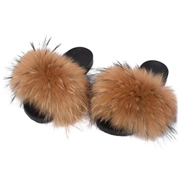 Luxury Fox Fur Slippers for Women - Comfortable & Stylish